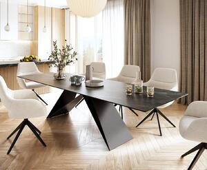 DELIFE Jídelní stůl Edge 300x100 cm keramika Laminam®Noir Desir hnědý V-středová podnož černá