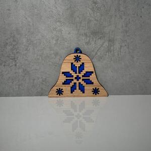 Wooden Mooden Dřevěné vánoční ozdoby Folklor (modrý podklad) Tvar: zvoneček
