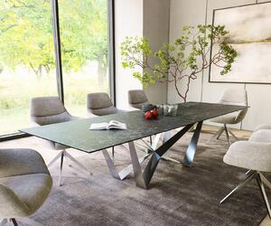 DELIFE Jídelní stůl Edge 300x100 cm keramika Laminam®Nero Greco antracitová Spider plochá ocel nerezová ocel