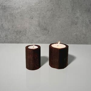 Wooden Mooden Zajímavé a minimalistické dřevěné svícny na čajové svíčky Velikost: Pro čajovou svíčku s průměrem do 40 mm, Materiál: Mořený jasan, Výška: 8 cm