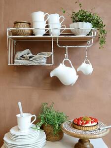 Bílá antik kovová nástěnná polička s háčky Old Shelf - 58*18*24 cm - Chic Antique