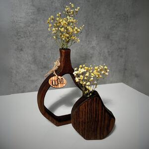 Wooden Mooden Nízké dřevěné vázy Elegance - sada Materiál: Mořený jasan