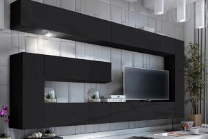 Obývací stěna modulární Combo, varianta 34 grafit/ Černý lesk - Konec série