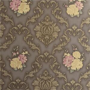 Samolepící tapety 45 cm x 10 m IMPOL TRADE 9152, ornamenty zlaté s květy, samolepící tapety