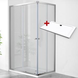 POINT ROCKY 90x80 Clear Obdélníkový sprchový kout s mramorovou vaničkou