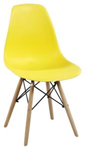 Jídelní židle MODENA II plast žlutý, buk přírodní, kov černý lak