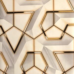 Samolepící tapety 45 cm x 10 m IMPOL TRADE 9619, 3D geometrický vzor šedo-zlatý světlý, samolepící tapety