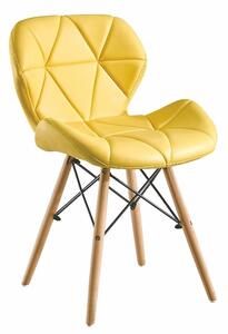 Jídelní židle BOSSE ekokůže žlutá, buk přírodní, kov černý lak