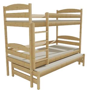 Vomaks unit, s.r.o. Patrová postel s výsuvnou přistýlkou PPV 009 Povrchová úprava: surové dřevo, Prostor mezi lůžky: 80 cm, Rozměr: 80 x 180 cm