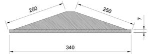 Profinox Sprchová police L, trojúhelníková, rovnoramenná, obkladová, 250x250 mm, 6 mm