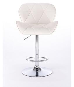 LuxuryForm Barová židle MILANO na kulaté stříbrné podstavě - bílá
