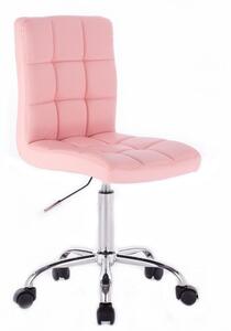 Židle TOLEDO na stříbrné podstavě s kolečky - růžová