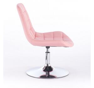 LuxuryForm Židle PARIS na kulaté stříbrné podstavě - růžová