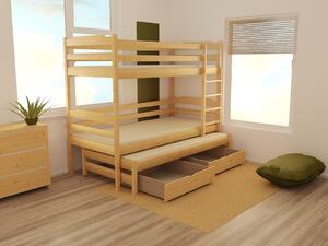 Vomaks unit, s.r.o. Patrová postel s výsuvnou přistýlkou PPV 012 Povrchová úprava: surové dřevo, Prostor mezi lůžky: 80 cm, Rozměr: 80 x 180 cm