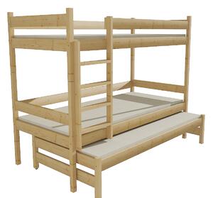 Vomaks unit, s.r.o. Patrová postel s výsuvnou přistýlkou PPV 013 Povrchová úprava: surové dřevo, Prostor mezi lůžky: 80 cm, Rozměr: 80 x 180 cm