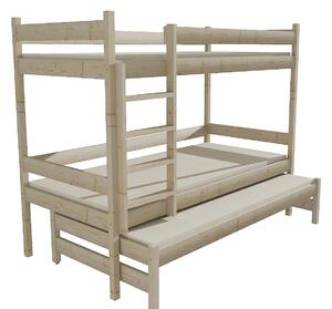 Vomaks unit, s.r.o. Patrová postel s výsuvnou přistýlkou PPV 013 Povrchová úprava: surové dřevo, Prostor mezi lůžky: 80 cm, Rozměr: 80 x 180 cm