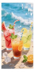 Rychleschnoucí XL plážová osuška COLD DRINKS barevná 100 x 180 cm, 100% mikrovlákno