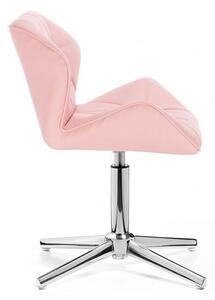 Kosmetická židle MILANO stříbrné čtyřramenné podstavě - růžová