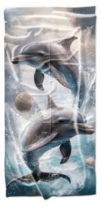Rychleschnoucí plážová osuška DOLPHINS modrá 70 x 140 cm, 100% mikrovlákno