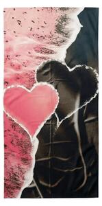 Rychleschnoucí plážová osuška SEA OF HEARTS růžovo-černá 70 x 140 cm, 100% mikrovlákno