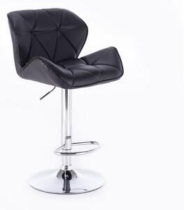 LuxuryForm Barová židle MILANO na kulaté stříbrné podstavě - černá