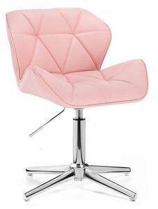 Kosmetická židle MILANO stříbrné čtyřramenné podstavě - růžová