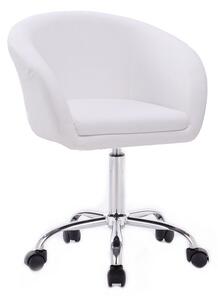 Židle VENICE na stříbrné podstavě s kolečky - bílá