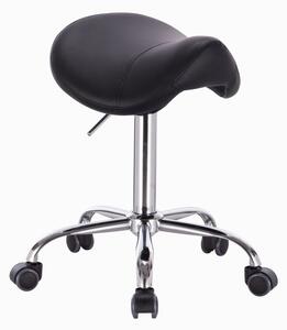 LuxuryForm DESIGN Taburet BULL na stříbrné podstavě s kolečky - černý