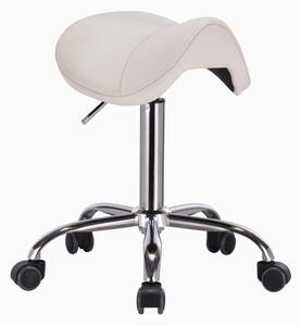 LuxuryForm DESIGN Taburet BULL na stříbrné podstavě s kolečky - bílý