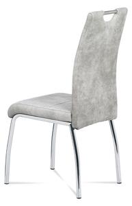 Jídelní židle, látka stříbrná COWBOY / chrom HC-486 SIL3