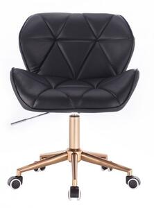LuxuryForm Židle MILANO na zlaté podstavě s kolečky - černá