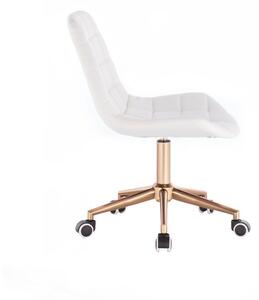 LuxuryForm Židle PARIS na zlaté podstavě s kolečky - bílá