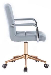 LuxuryForm Židle VERONA na zlaté podstavě s kolečky - šedá