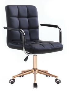 LuxuryForm Židle VERONA na zlaté podstavě s kolečky - černá