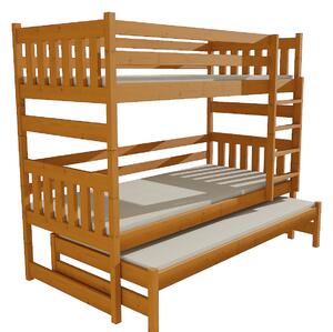 Vomaks unit, s.r.o. Patrová postel s výsuvnou přistýlkou PPV 019 Povrchová úprava: surové dřevo, Prostor mezi lůžky: 80 cm, Rozměr: 80 x 180 cm