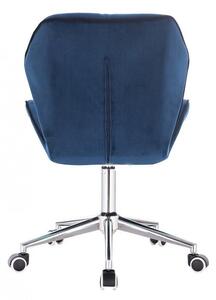 LuxuryForm Židle MILANO MAX VELUR na stříbrné podstavě s kolečky - modrá