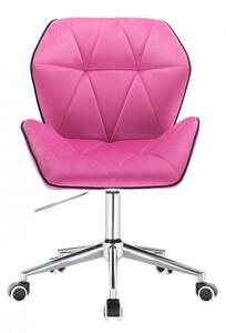 Židle MILANO MAX VELUR na stříbrné podstavě s kolečky - růžová