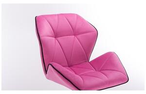 Židle MILANO MAX VELUR na stříbrné podstavě s kolečky - růžová