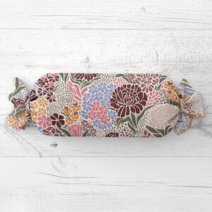 Biante Polštář válec bonbon Sandra SA-648 Akvarelové květiny na bílém 15x40 cm