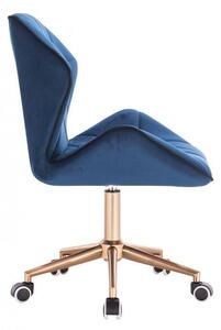 LuxuryForm Židle MILANO MAX VELUR na zlaté základně s kolečky - modrá