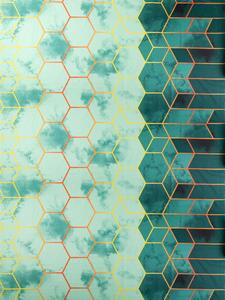 Bavlněná látka/plátno Sandra SA-431 Hexagony na zeleném - šířka 160 cm
