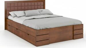 Buková zvýšená postel s úložným prostorem Gotland Drawers 200x200, Odstín moření: Ořech, Čalounění: 2306