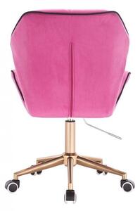 Židle MILANO MAX VELUR na zlaté základně s kolečky - růžová