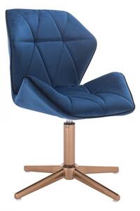 LuxuryForm Židle MILANO MAX VELUR na zlatém kříži - modrá