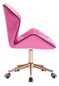 Židle MILANO MAX VELUR na zlaté základně s kolečky - růžová