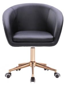 LuxuryForm Židle VENICE na zlaté podstavě podstavě s kolečky - černá