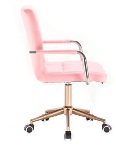 LuxuryForm Židle VERONA na zlaté podstavě s kolečky - růžová