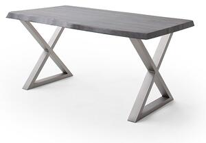 MCA Germany Jídelní stůl Calabria podnož X ocel Rozměr: doska akácie šedá, 2,5 cm 160 x 90