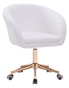 LuxuryForm Židle VENICE na zlaté podstavě podstavě s kolečky - bílá