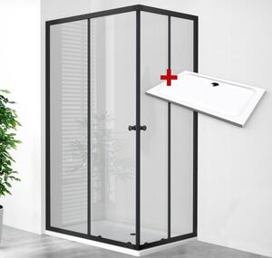 POINT BLACK ROCKY 90x80 Clear Obdélníkový sprchový kout s mramorovou vaničkou
